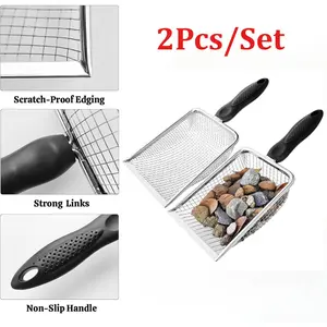 2Pcs/Set Gardening Soil Sifter,Gardening Sand Soil Sifter Compost Sifter with Handle,Two Garden Sifters 3.8/5mm Mesh,Rocks Sifter Dirt Sifter Soil Sifter Shovel,Ideal for Gardening Kitchen Metal