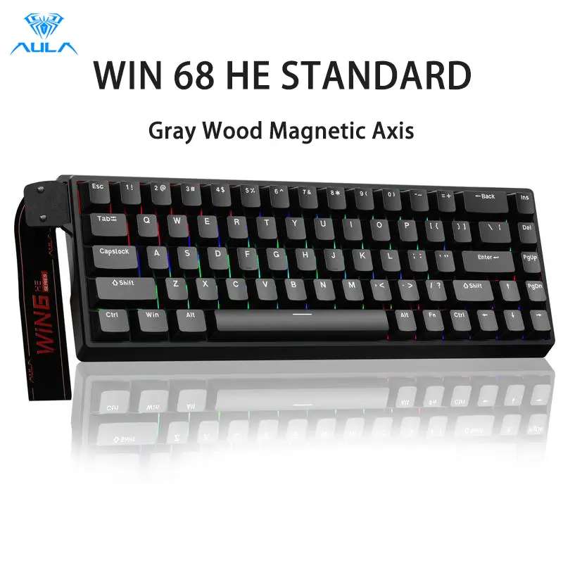 AULA HERO68 HE Magnetic Hot Swappable Gaming Keyboard, 65% Wired, Adjustable Actuation, Hall Effect, 0.3ms Latency, 8000 Hz Polling Rate, South-Facing LED, Customizable ARGB Keyboard, Father's Day Computer Accessory, Hot Swappable Keyboard, Customizable K