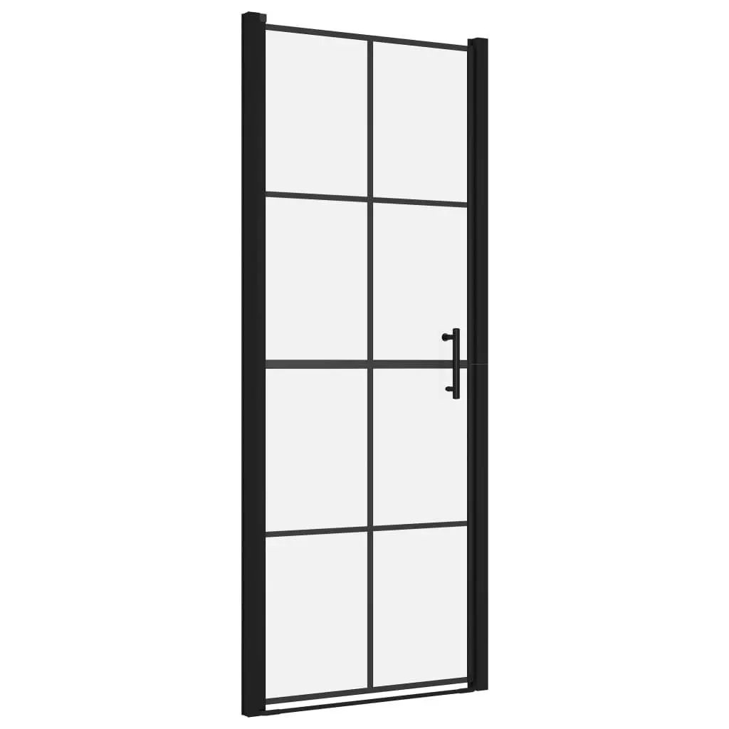vidaXL Shower Door, Bathroom Shower Enclosure, Shower Screen with Stainless Steel Handle, Shower Cubicle, Tempered Glass 35.8"x76.8" Black 148891