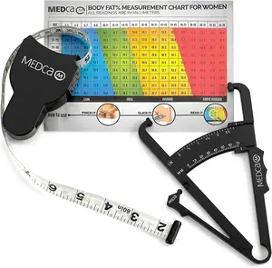 Body Fat Caliper and Measuring Tape for Body - Skinfold Calipers and Body Fat Tape Measure Tool for Accurately Measuring BMI Skin Fold Fitness and Weight-Loss, (Black)