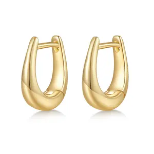 MINDDHA 14K/18K White/Yellow Gold Plated 925 Sterling Silver Post Chunky Hoop Earrings for Women | Thick Lightweight Hoops | Trendy Chunky Hoops Earrings | 14x12mm