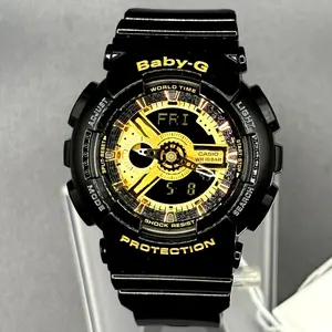 Casio Baby-G BA110-1A Black Metallic Gold Analog Digital Women's Watch NIB