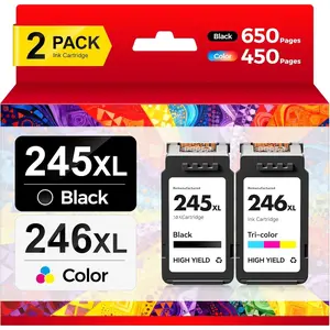 245XL 246XL Ink  for  Ink 245 246 PG-245 CL-246 XL Black Color Combo Pack Compatible with PIXMA TMX490 TR4520 MG2522 TR4522 TR4500 TS3322 TS3122 TS3300 MX492 TS3320 TS3100 MG2500 Printer