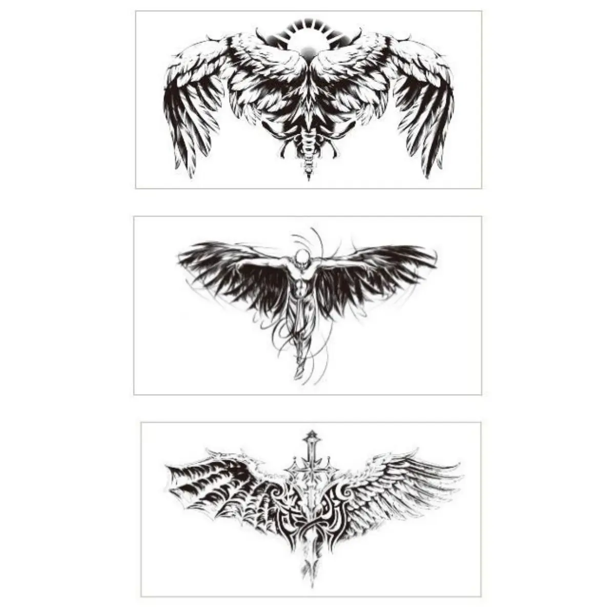 Eagle Wings Temporary Tattoo Sticker 3PCS Set Waterproof Semi Permanent Realistic Design for Arms and Neck All Skin Types Easy Apply