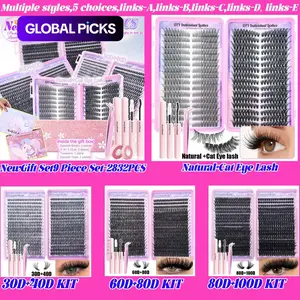 3/9 Boxes/set Wispy Lash Cluster, Fluffy Eyelashes Cluster, 720/672 Clusters DIY Personal Lashes Eyelash Extensions, 9–18 mm Mixed Length with 30D+40D/60+80D Natural Density, Beginner-Friendly Reusable D/C Curl Lashes #GLOBAL PICKS