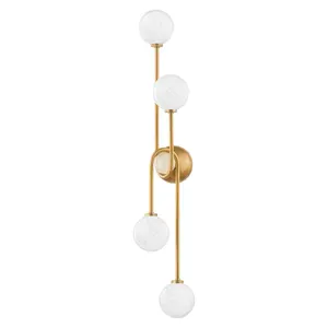 Art Deco Inspired Astro Sconce With 4 Cloud Glass Globes And Slender Arm Design