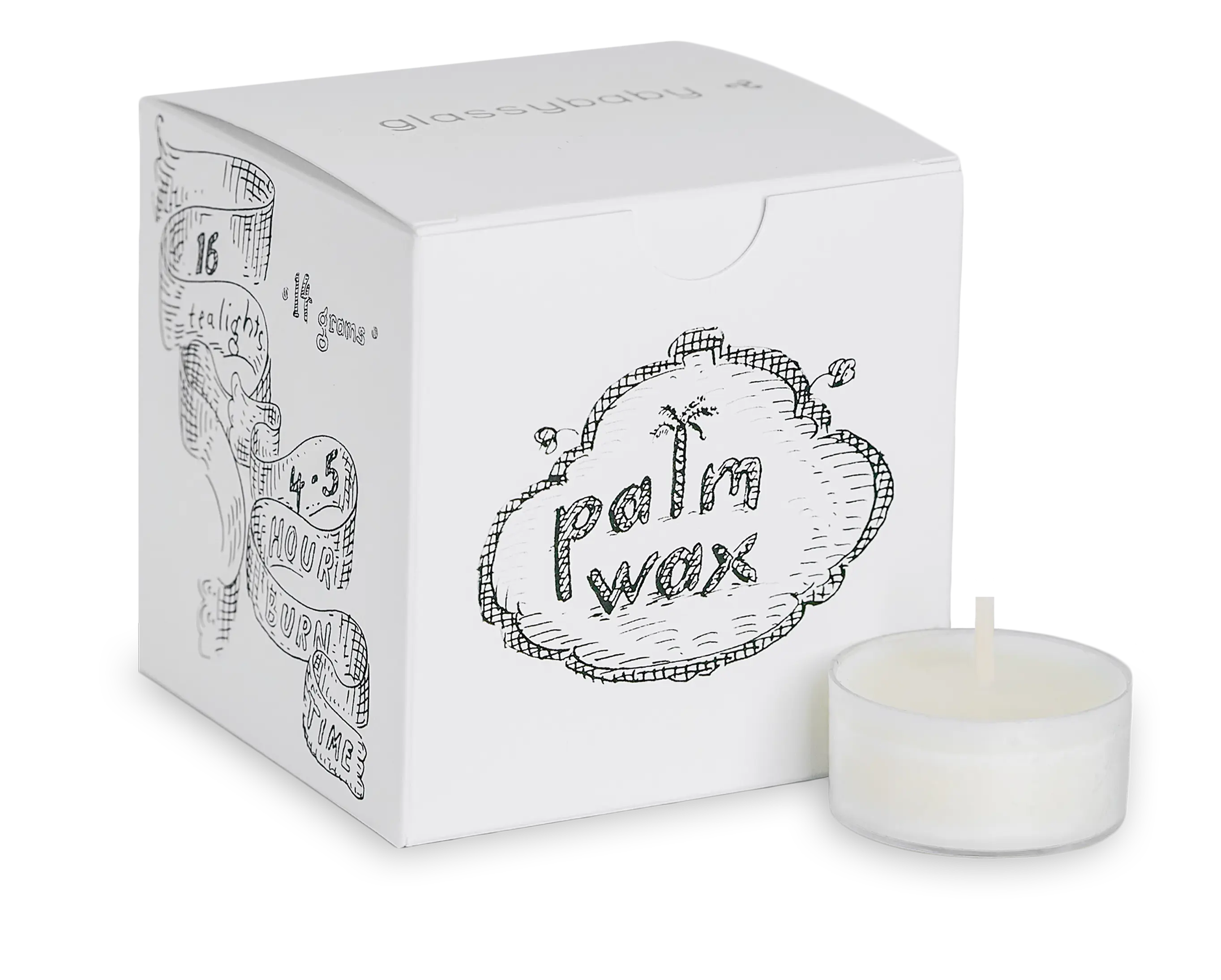 palm wax tealight candles - box of 16
