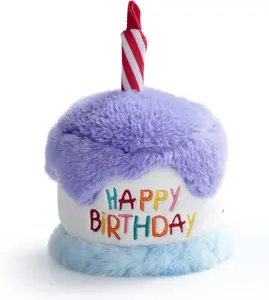 Nocciola Blueberry Birthday Cake Squeaky Dog Toy, Lilac Plush Cake with Crinkle Paper, Soft Fabric for Cuddles, Perfect Birthday Gift for Dogs