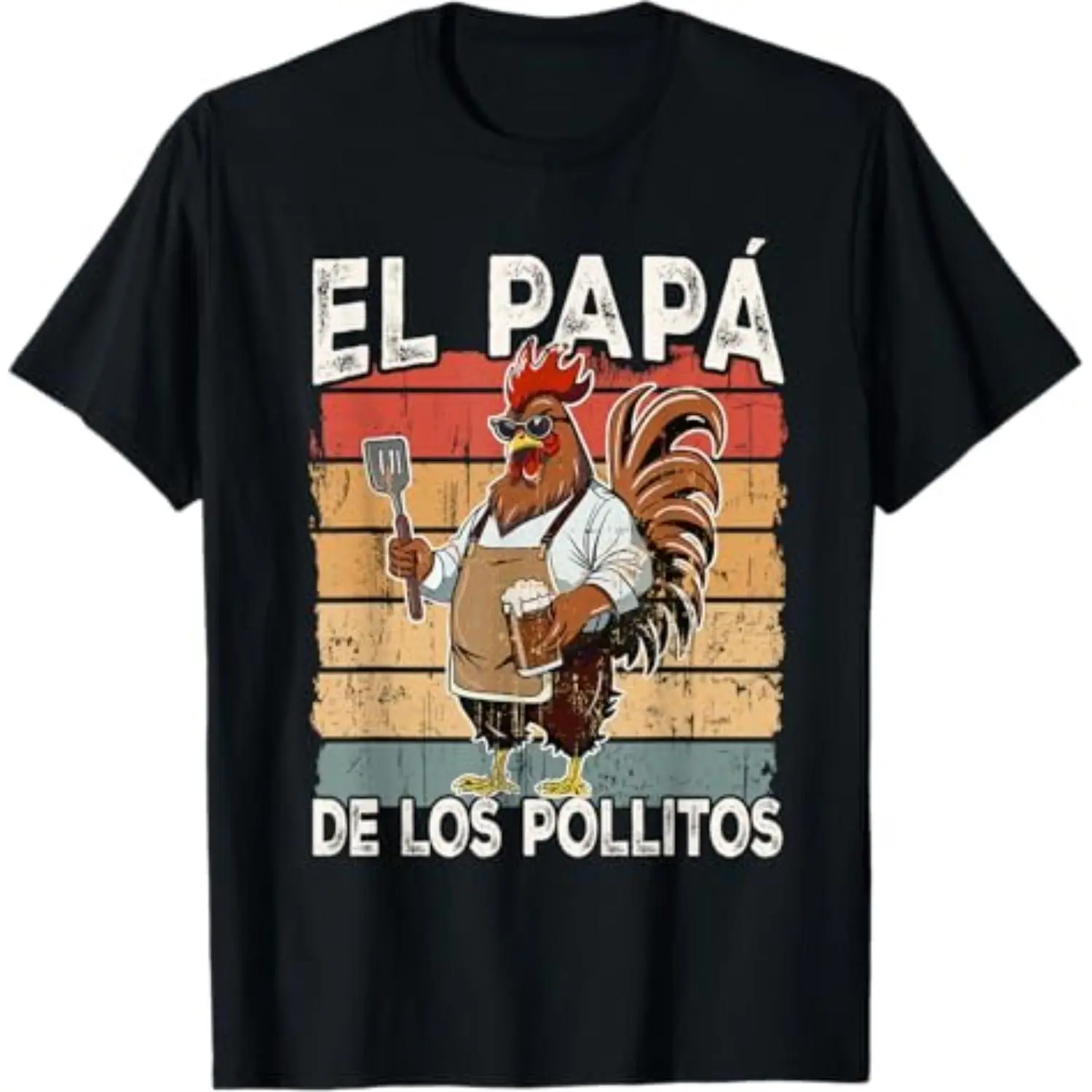Menswear Basic Casual Round Neck Fabric Funny Spanish Pope of the Chicks Father's Day Graphic T-Shirt, Cotton, Classic