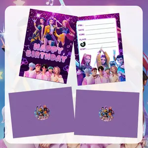 Girl Group Birthday Party Invitation Card Letter Fun Party Cards Self-Adhesive Sticker Scene Decoration Set Party Supplies