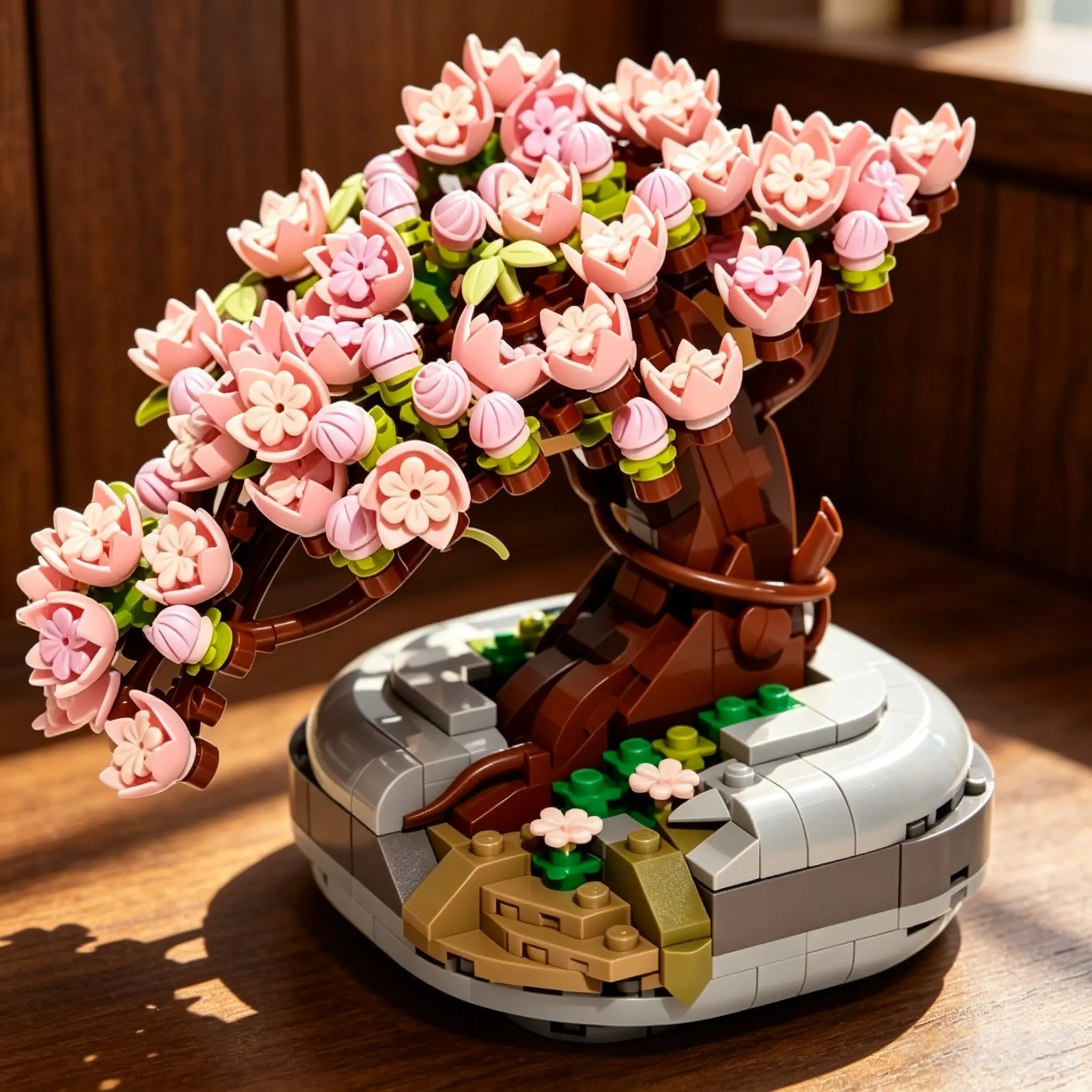 Adult building blocks-cherry tree building toys, bonsai plant collection toy building blocks set, plants and flowers DIY home decor, gifts for women and children (not compatible with Lego)