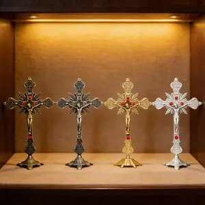 Religious Desktop Decoration, Religious Home Decor, Religious Decorations, Four Colors Available, Floral Design, Perfect Gift for Christmas & Easter, Ideal for Living Room