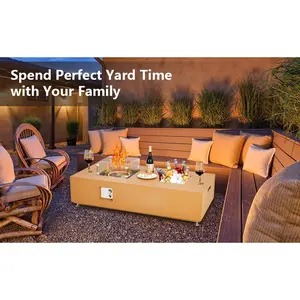 36” Square Propane Fire Pit Table, 50,000 BTU Stainless Steel Outdoor Gas Fire Pit, Included Wind Guard, Rain Cover & Colored Glass Beads, Perfect for Patio Backyard Garden Lawn Camping