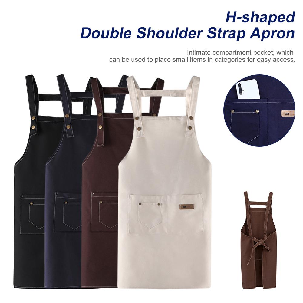 Kitchen Wipeable Waterproof Oil-Proof Unisex Work Apron For Men Adjustable Cooking Kitchen Aprons For Woman With Tool Pockets