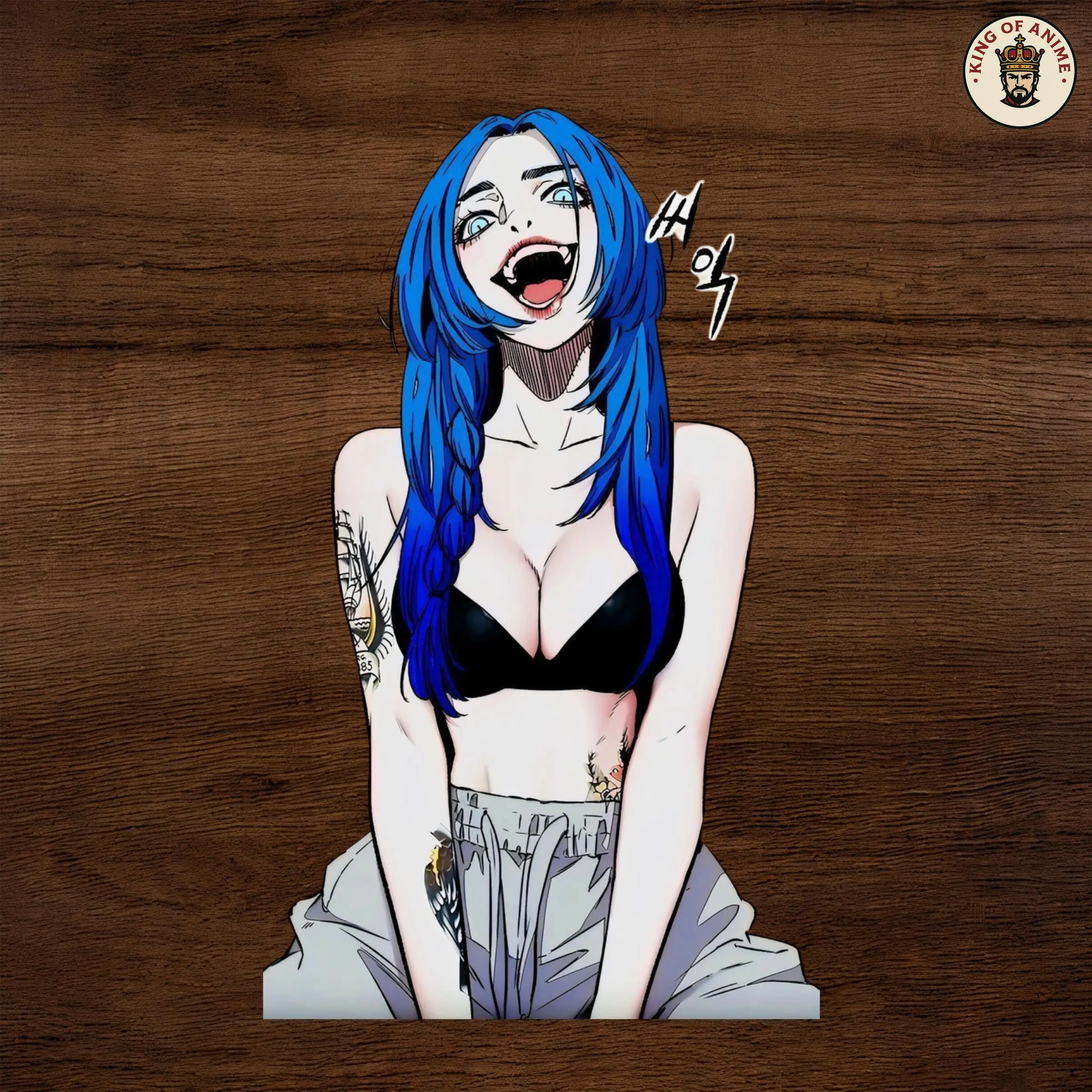 Jinx Sticker – Cool Cyber Rebel Anime Waifu Vinyl Decal for Laptop and Water Bottle