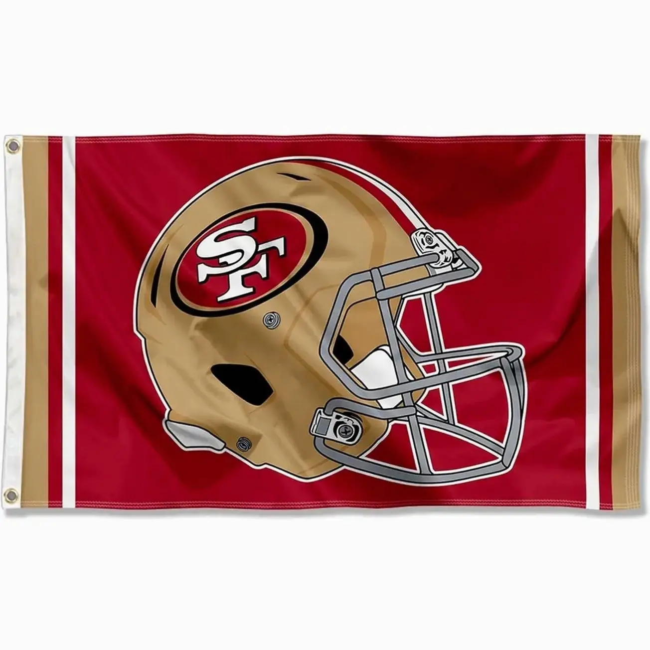 San Francisco 49ers New Helmet Grommet Pole Flag - 60x90cm/2x3ft Lightweight Sports Collectible Banner, Party/Camping/Garden Prints, Washable Indoor-Outdoor Decoration