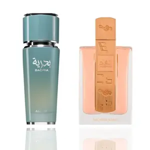 Lattafa Badria + Angham Women's Fragrance 2-Piece Bundle Set, Soft Feminine Scent with Warm Sweetness, 2-Bottle Deep Evening Fragrance Collection, Citrus Women's Fragrance, Aromatic Women's Fragrance