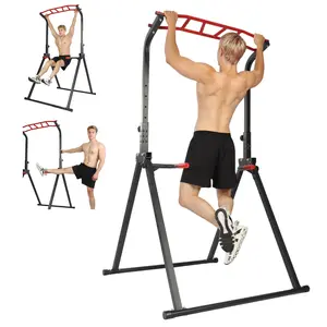 Multi-Function Adjustable Pull-Up Bar & Dip Station Foldable Power Tower for Home Gym with Stable Triangular Structure for Strength Training