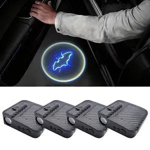4PCS Blue Bat Car Door LED Projector - Car LED Welcome Light, Battery Powered, Easy to Install, Car Decorative Light | Decorative Bat Door Sign Light