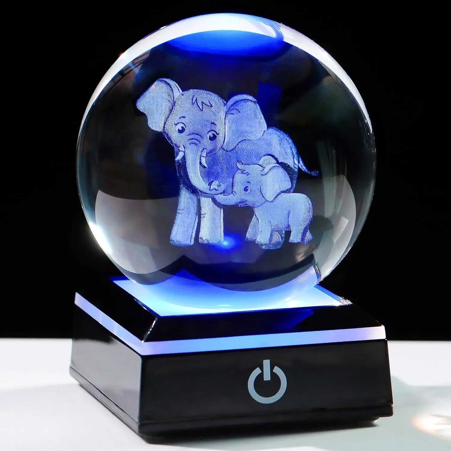 Crystal Elephant Nightlight Lamp Gift for Mom Grandma Sister - 3D Engraved Figurine with 6 Lighting Modes - Perfect Home Decor & Gift for Women - Touch Switch Control - LED Colorful Light Base - Ideal for Room Office Desk Table