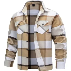Men's Soft Brushed Cotton Flannel Shirt - Long Sleeve Button Down Casual Plaid, Perfect for Spring and Fall.