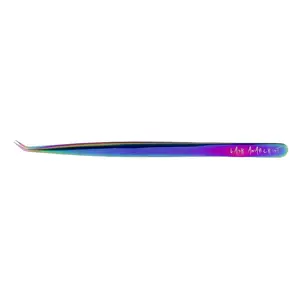 LASH ANARCHIST Curved Isolation Lash Tweezer - Rainbow Metal Collection, Shiny Metallic Tweezer for Lash Application