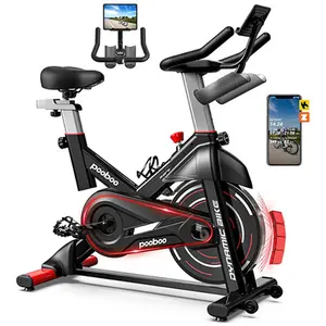 pooboo Exercise Bike, Indoor Fitness Cycling with Adjustable Magnetic Resistance, Stationary Bike with LCD Monitor for Home Gym, Comfortable Seat