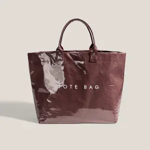 2026 Holiday Tote Bag in Burgundy, Spacious, Waterproof PVC Exterior, Multi-Pocket Design for Effortless Organization During the Festive Rush