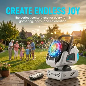 Remote Control Bubble Machine Gift Set, 1800mah Battery, USB PD Charging, Auto Rotation, RGB Lights, Party & Home Use, Includes Bubble Solution, Automatic Bubble Maker, Portable Bubble Machine, Multifunction Bubble Maker