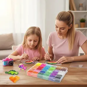Family Fun Interactive Perler Bead Set, Family Bonding, 24-96 Colors, Simple Patterns, Create Memories Together, Perfect Gift for Kids and Adults