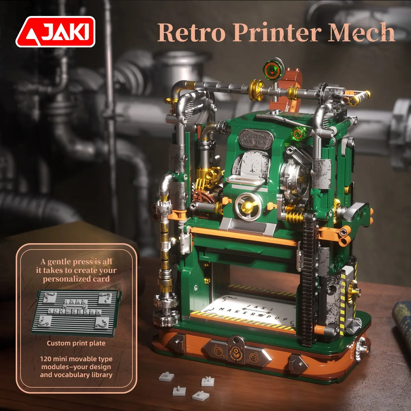 DIY Mini Building Blocks Classic Retro Series, Mechanical Printer Vintage Typewriter, Creative Home Decor, Unique Gift for Holidays