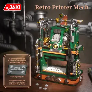 DIY Mini Building Blocks Classic Retro Series, Mechanical Printer Vintage Typewriter, Creative Home Decor, Unique Gift for Holidays