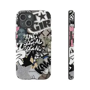 Aesthetic Anti Social Club Kaws Bear Graphic Tough Phone Case, Kaws Bear Colorful Graphic Tough Phone Case