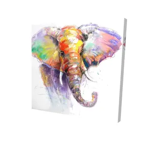 Begin Home Decor 2080-2424-AN53 24 x 24 in. Beautiful Colorful Elephant Purple Canvas - Animal Home Decor