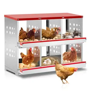 6 Compartment Roll Out Chicken Nesting Box with Basket, Egg Nest Box Chicken Laying Box Hens Chicken Coop Box
