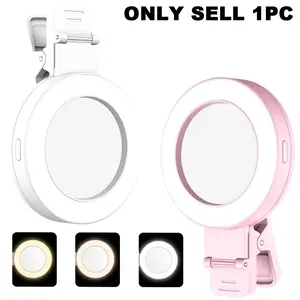 Portable Selfie Ring Light Clip with Mirror, 180° Rotatable Selfie Fill Light Clip, Selfie Accessories for iPhone Android Smartphone Live Streaming, LED Selfie Accessories, Camera Phone Accessories, Led Ringlight