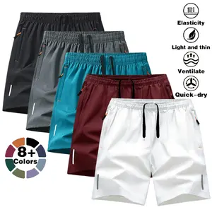 #SummerVibes summer daily high-stretch lightweight ice silk quick-dry sports shorts breathable zipper pocket five-inch pants commuting versatile bottoms