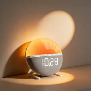 Sunrise Alarm Clock Wake-Up Light with 7-Color Night Lights, Digital Sleep Aid Clock for Heavy Sleepers, Bedroom Decor & Gift for Teens & Adults mirror Projection Rotatable resin sunset despertador reloj nature Multifunctional Simulation Dorm deep