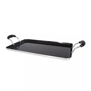 IMUSA 17"x10"Ceramic Double Burner Griddle Black: Stovetop Griddle, Aluminum, Hand Wash, Electric & Gas Compatible