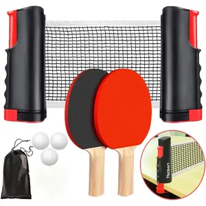 Table Tennis Racket Set, Portable Table Tennis Kit with Extensible Net, Paddles, Balls, and Carry Bag, Table Tennis Accessories, Indoor/outdoor Competition