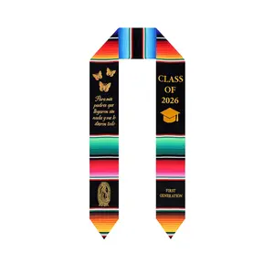 First Generation Graduation Stole Mexican Graduation Sash Class 2026 Virgen De Guadalupe Serape Stole for Graduates