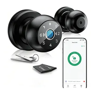 5-in-1 WiFi  Fingerprint Door Knob Lock - Built-in WiFi, Lock-Side Programming, APP Compatibility, Triggered Remote Unlock, Real-Time Alerts, Door Locks for Bedrooms & Offices g home Anti-Theft Fingerprint Door Lock Keyless Biometric digital entry