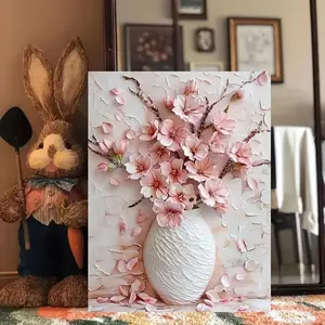 Art Deco Modern Classic Style Frameless Floral Vase Canvas Print, Ink on Canvas Wall Art, Portrait Orientation, Solid Pattern, for Home Office, Bathroom, Living Room, Bedroom, Restaurant - Indoor Landscape Theme Decor Poster Ornaments Artistic