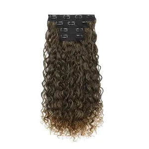 Clip in Hair Extensions - 4PC 100% Pure Protein Si Hair Extensions Long Soft Natural Hairpiece 20 Ih Curly Hair Extension for Women