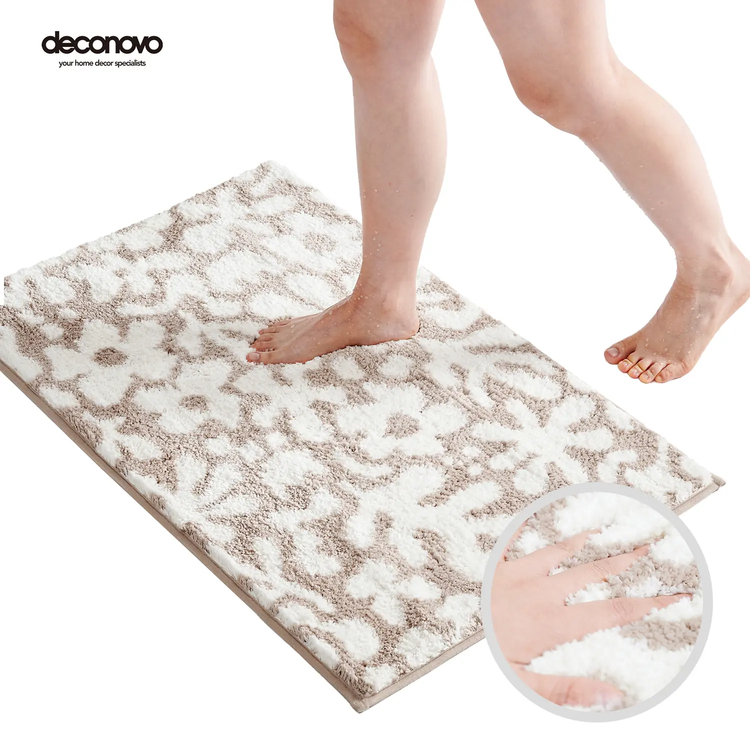 Deconovo Aesthetic Bath Rug, Extra Soft Absorbent Bath Mats, Machine Washable Anti-Skid Area Rugs, Non-Slip Plush Carpet Runner for Tub, Shower, Pet Use, Bath Mat Decor, Bathroom Floor Mat
