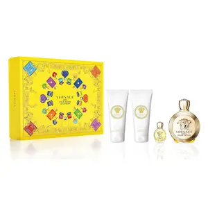 Versace Eros Pour Femme 4-Piece Gift Set | Eau de Parfum 3.4 oz + Body Lotion 3.4 oz + Shower Gel 3.4 oz + Mini Spray 0.17 oz