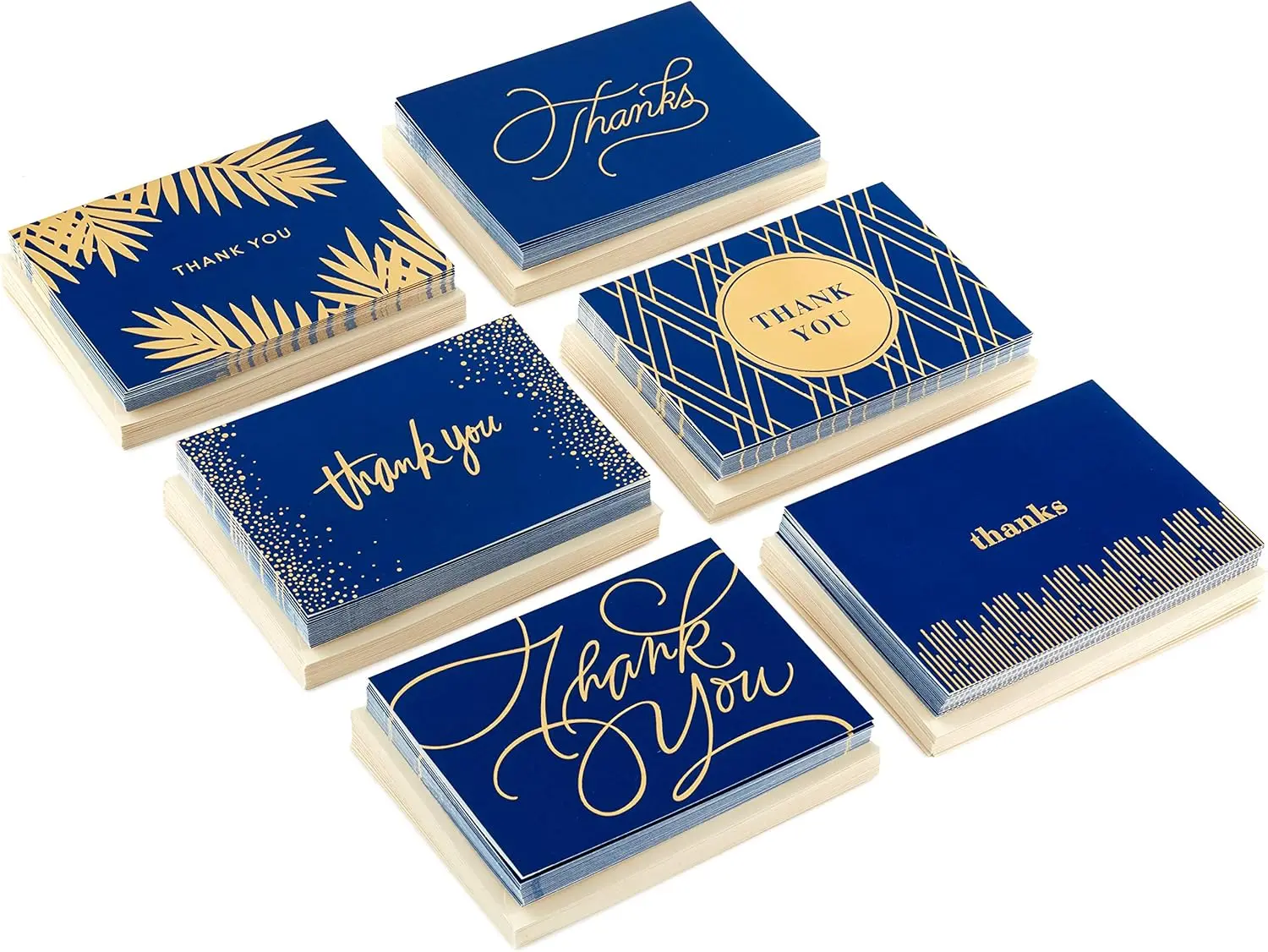 120 sheets Navy Blue thank-you card set - elegant text and decorative art design cards with envelopes for weddings, bridal gifts, and formal event thank-you letters