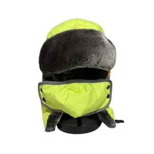 Construction Winter Hats for Women Men Trapper Ushanka Hat with Ear Flaps Warm Fur Fuzzy Russian Bomber Hats for Cold Weather