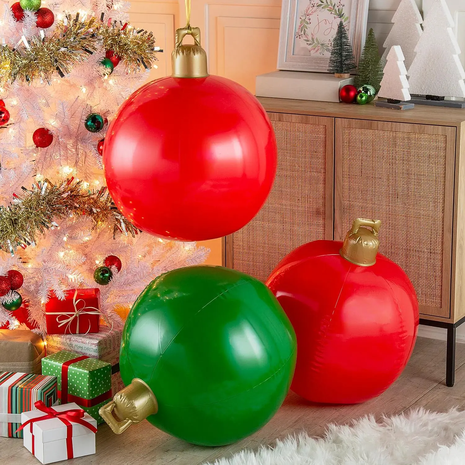 21" x 24 1/2" Large Inflatable Hanging Ball-Shaped Ornaments - 6 Pc., Christmas, Party