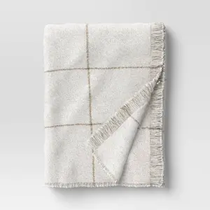 Windowpane Boucle Throw Blanket Cream/Neutral - Threshold